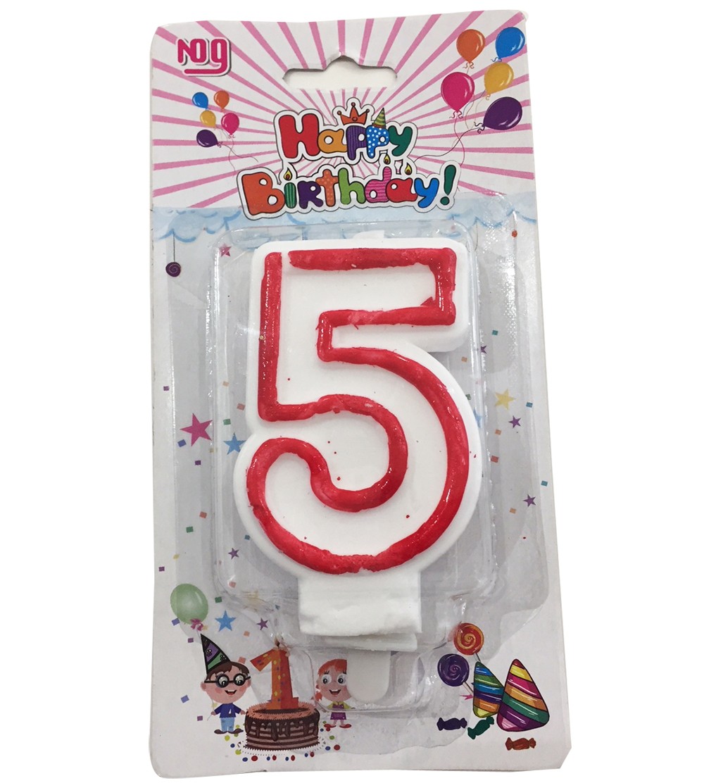 Bougie Anniversaire Chiffre 5 rose et or Happy Birthday SCU6-5